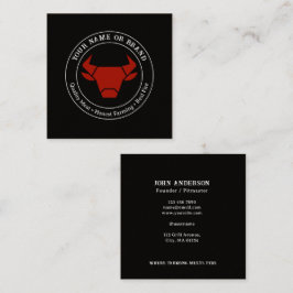 Zwarte Rustieke Vintage Logo Catering Visitekaartj Vierkante Visitekaartje