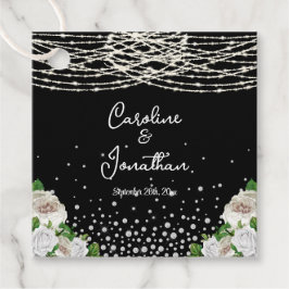 Zwarte Rustieke Witte Rozen String Lights Wedding Bedankjes Labels