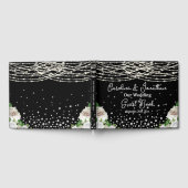 Zwarte Rustieke Witte Rozen String Lights Wedding Gastenboek (Volledig)