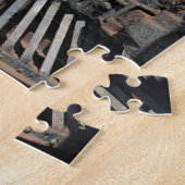 Zwarte  Rusty Stoomlocomotief Treinmotor Legpuzzel (Zijkant)