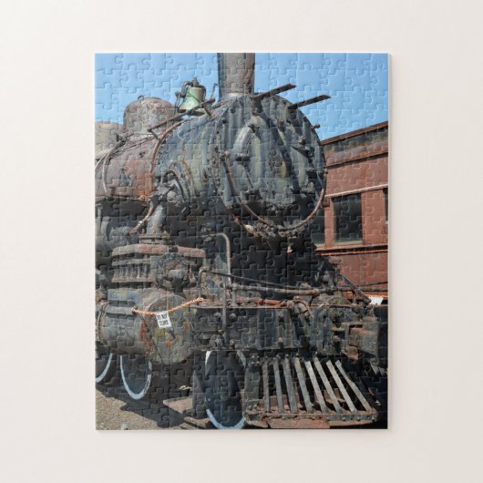 Zwarte  Rusty Stoomlocomotief Treinmotor Legpuzzel (Verticaal)