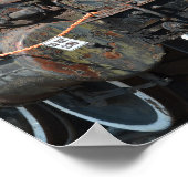 Zwarte Rusty Stoomlocomotief Treinmotor Poster (Hoek)