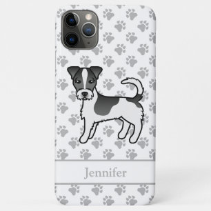 Zwarte Ruwharige Jack Russell Terrier Hond & Naam Case-Mate iPhone Case