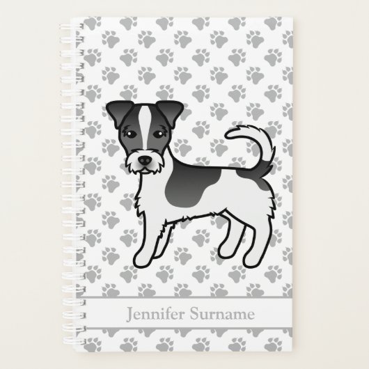 Zwarte Ruwharige Jack Russell Terrier Hond & Naam Planner (Voorkant)