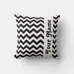 Zwarte Safari Chevron met aangepaste tekst Kussen
