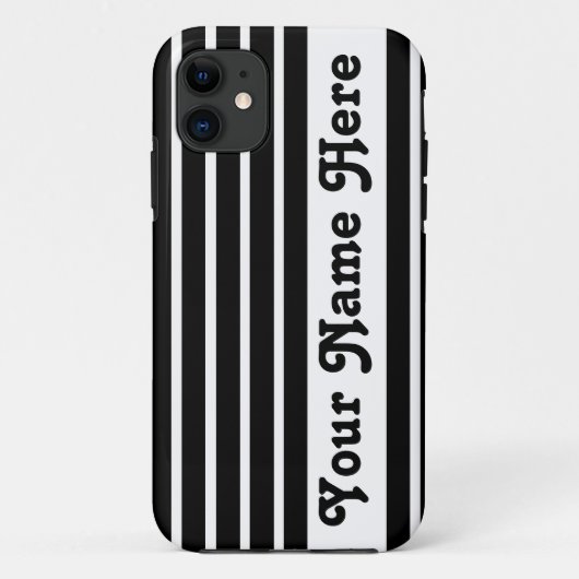 Zwarte Safari Streep met naam Case-Mate iPhone Case (Achterkant)