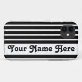 Zwarte Safari Streep met naam Case-Mate iPhone Case (Achterkant (horizontaal))