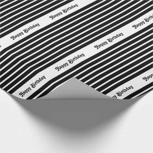 Zwarte Safari Stripe met aangepaste tekst Cadeaupapier (Hoek)