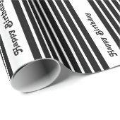 Zwarte Safari Stripe met aangepaste tekst Cadeaupapier (Rol Hoek)