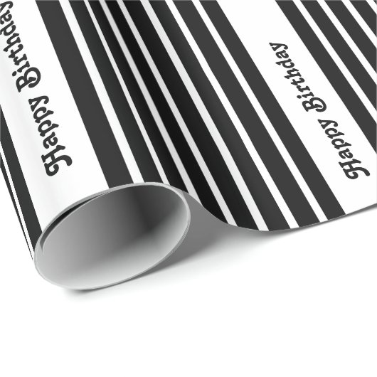 Zwarte Safari Stripe met aangepaste tekst Cadeaupapier (Rol Hoek)