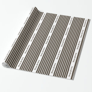 Zwarte Safari Stripe met aangepaste tekst Cadeaupapier