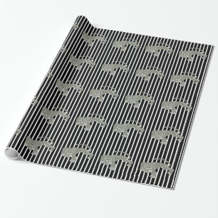 Zwarte Safari Stripe met luipaard Cadeaupapier