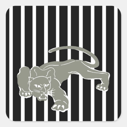Zwarte Safari Stripe met luipaard Vierkante Sticker (Voorkant)