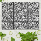 Zwarte Safari-Zebra, gebundeld design Theedoek (Gevouwen)