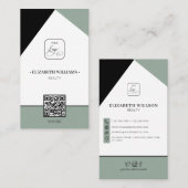 Zwarte Saga Green Custom Business Logo & QR-code Visitekaartje (Voorkant / Achterkant)