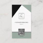 Zwarte Saga Green Custom Business Logo & QR-code Visitekaartje (Voorkant)
