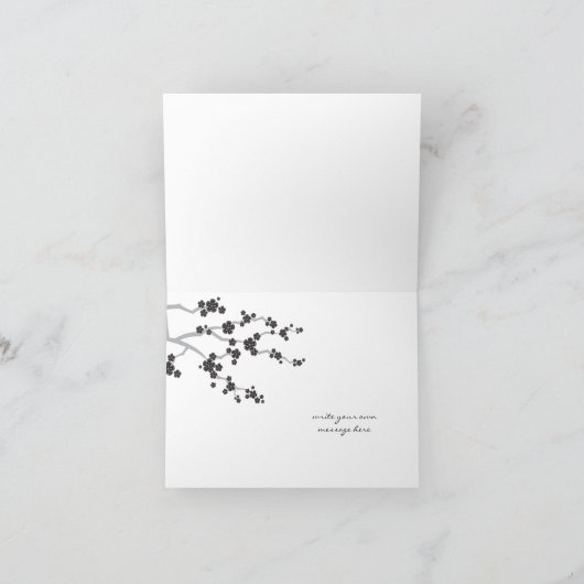 Zwarte Sakura Kersenbloesem Bedankkaart (Binnen)