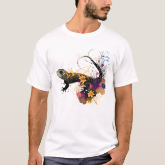 Zwarte Salamander Kunst T-shirt