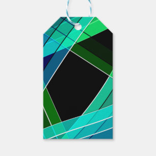 Zwarte samenvatting, geometrisch, groen, blauw, cadeaulabel