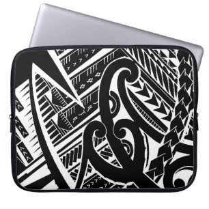 zwarte samoaan tattoo ontwerp tribale illustraties laptop sleeve