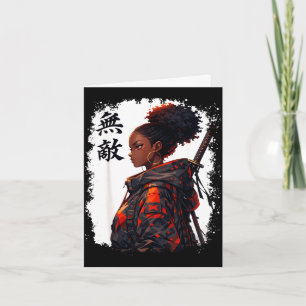 Zwarte samoerai meisje anime krijger afro Afrikaan Kaart