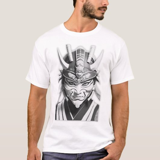 Zwarte Samurai Masker Grafische T-shirt (Voorkant)