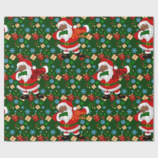 zwarte santa cadeaupapier (Vlak)