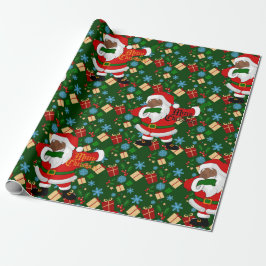 zwarte santa cadeaupapier