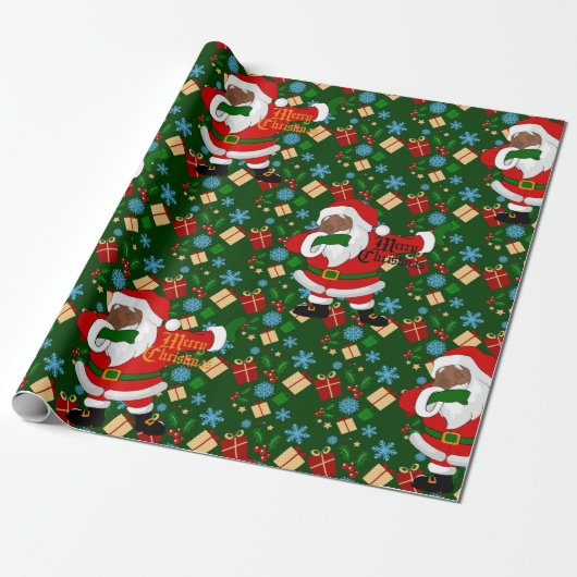 zwarte santa cadeaupapier (Uitgerold)