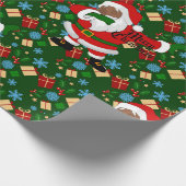 zwarte santa cadeaupapier (Hoek)