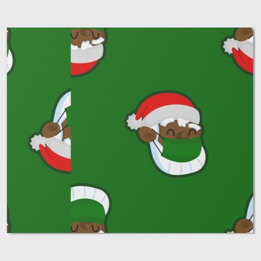 zwarte santa cadeaupapier (Vlak)