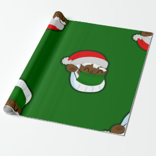 zwarte santa cadeaupapier