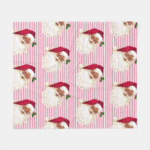 Zwarte Santa Claus Cranberry Stripe Fleece Blanket (Voorkant (Horizontaal))