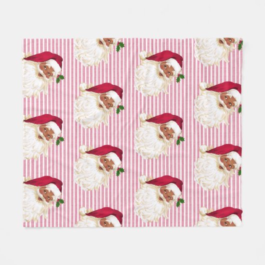 Zwarte Santa Claus Cranberry Stripe Fleece Blanket (Voorkant (Horizontaal))