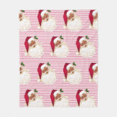 Zwarte Santa Claus Cranberry Stripe Fleece Blanket Deken (Voorkant)