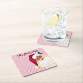 Zwarte Santa Claus Cranberry Stripe Kartonnen Onderzetters (Insitu)