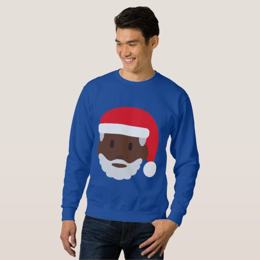zwarte santa claus emoji xmas mannen sweatshirt (Voorkant volledig)
