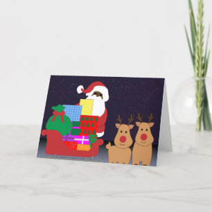 zwarte santa feestdagen kaart