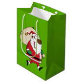 Zwarte Santa Gift-tas Medium Cadeauzakje (Voorkant Gekanteld)