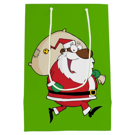 Zwarte Santa Gift-tas Medium Cadeauzakje (Achterkant)