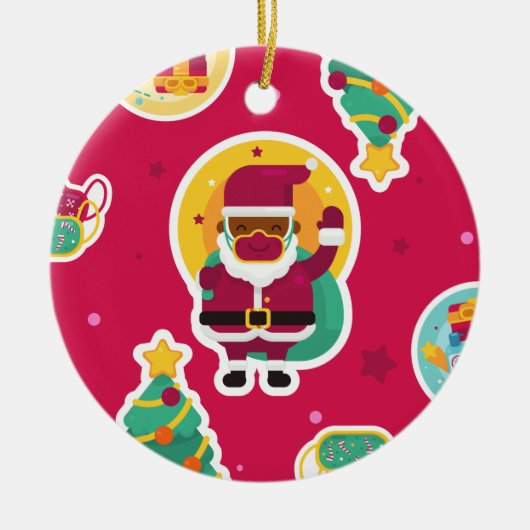 zwarte santa keramisch ornament (Voorkant)