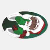 Zwarte Santa Kerst sticker Santa Clause Sticker (Voorkant)