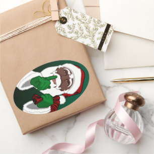 Zwarte Santa Kerst sticker Santa Clause Sticker