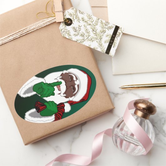 Zwarte Santa Kerst sticker Santa Clause Sticker (Geschenken)
