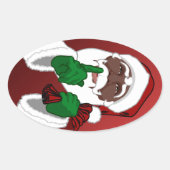 Zwarte Santa Kerst sticker Santa Clause Sticker (Voorkant)