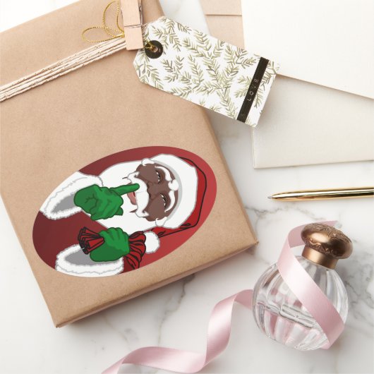 Zwarte Santa Kerst sticker Santa Clause Sticker (Geschenken)