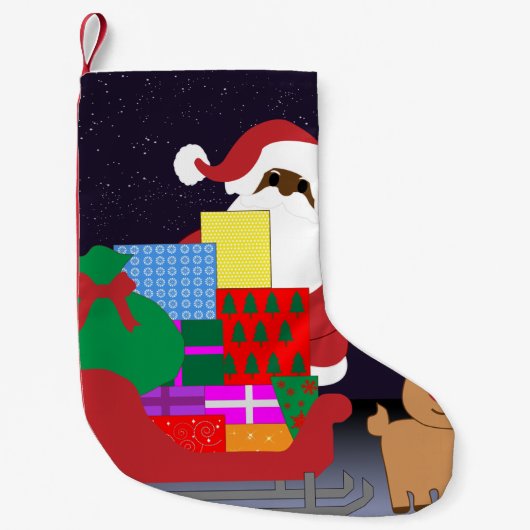 zwarte santa kleine kerstsok (Voorkant)