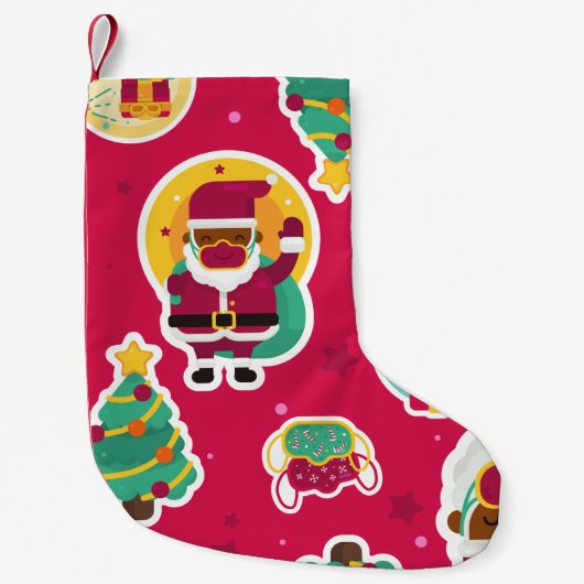 zwarte santa kleine kerstsok (Voorkant)