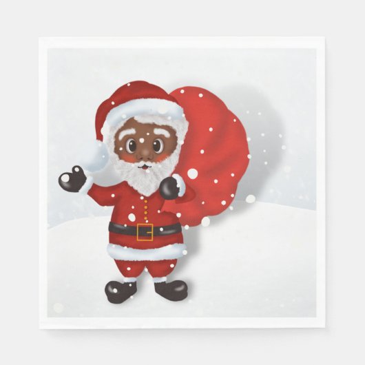 Zwarte Santa Paper Napkins Servet (Voorkant)