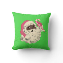  zwarte Santa Pink en Groen Sierkussen